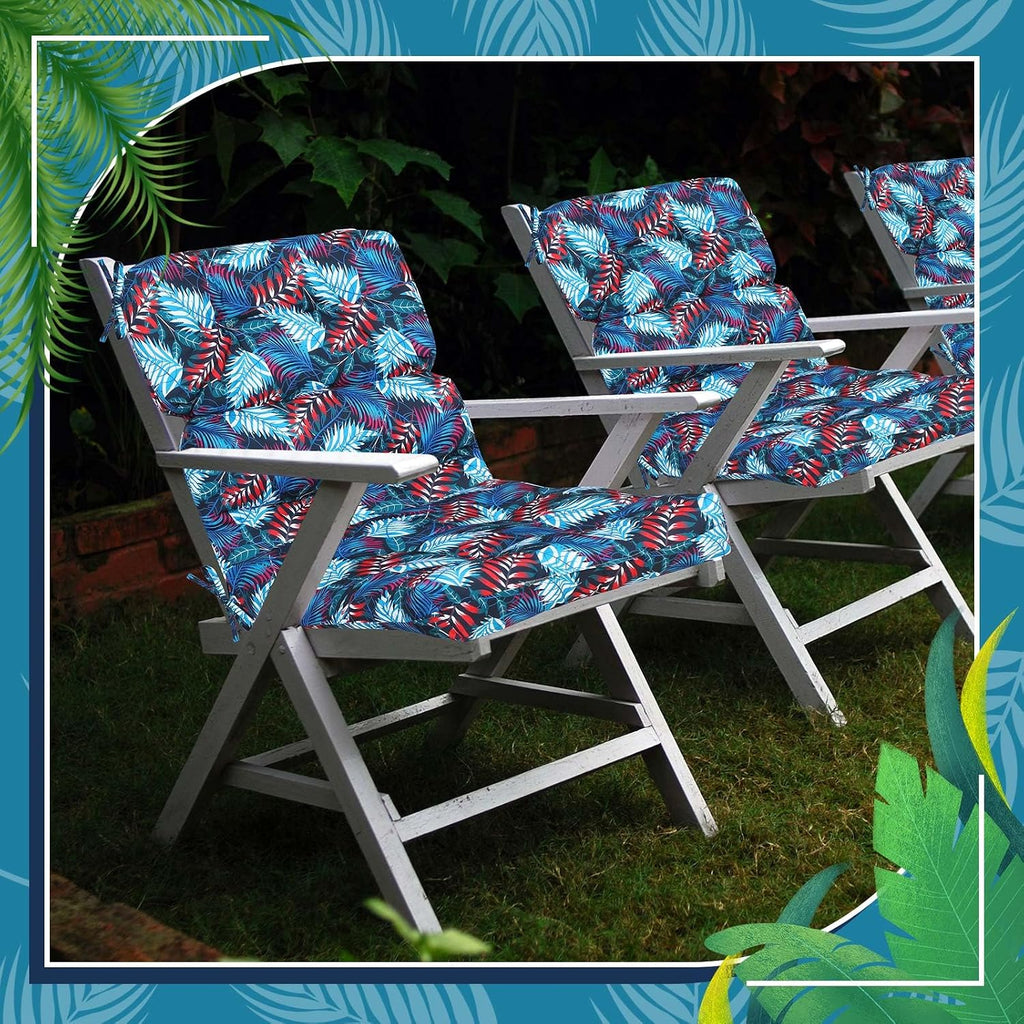 Geelin 4 Pcs High Back Patio Chair Cushion Indoor Outdoor Seat Chair Cushions Back Tufted Patio Rocking Pads Weather Replacement for Furniture (Blue Purple)