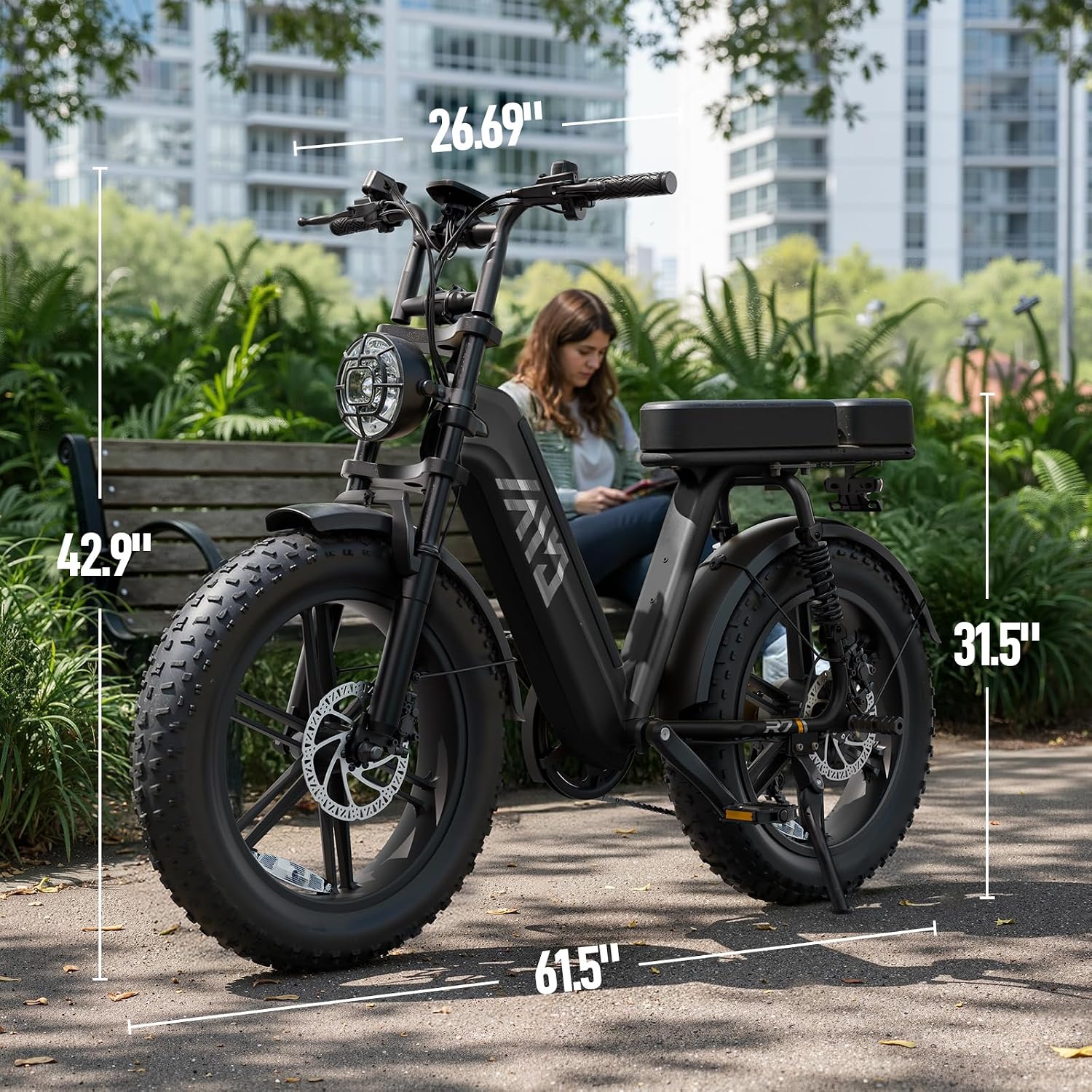 TST Electric Bike for Adults 1500W Peak 20' Fat Tire All-Terrain E-Bike 60 Miles Electric Dirt Bike for Road Sand Mountain Snow - 48V 15AH Battery Powered Electric Motorcycle for Adventure