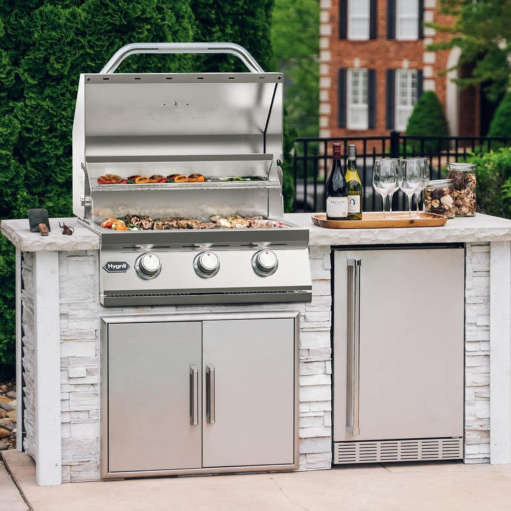 Hygrill STD Series Heavy Duty 3-Burner Built In Grill, Stainless Steel Grill Head for Outdoor Kitchen, Liquid Propane