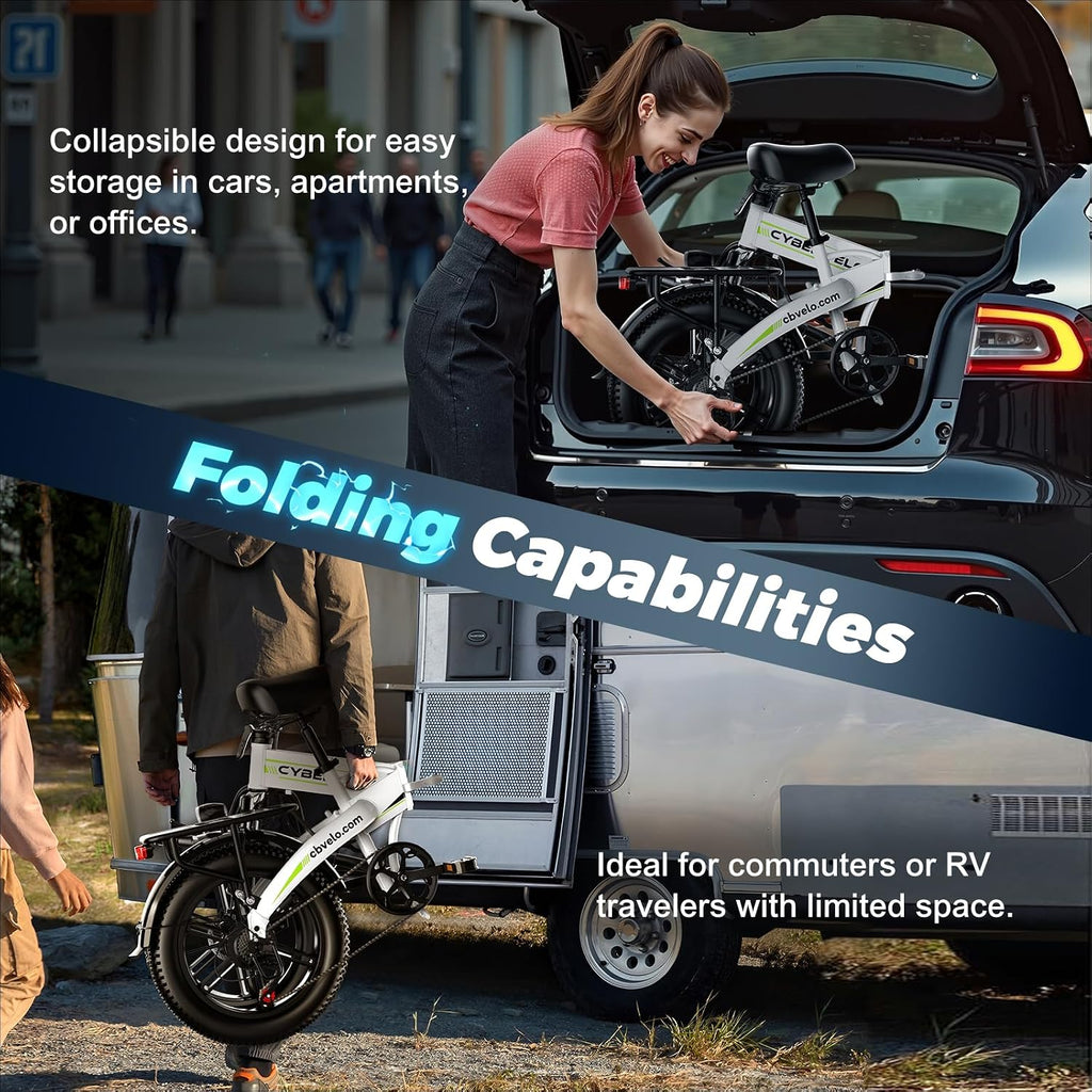 Aelith Folding Electric Bike for Adults–20'x3' Fat Tire, 48V Removable Battery, All-Terrain E-Bike with 7-Speed, Front Suspension – Powerful Foldable Ebike for Commuter