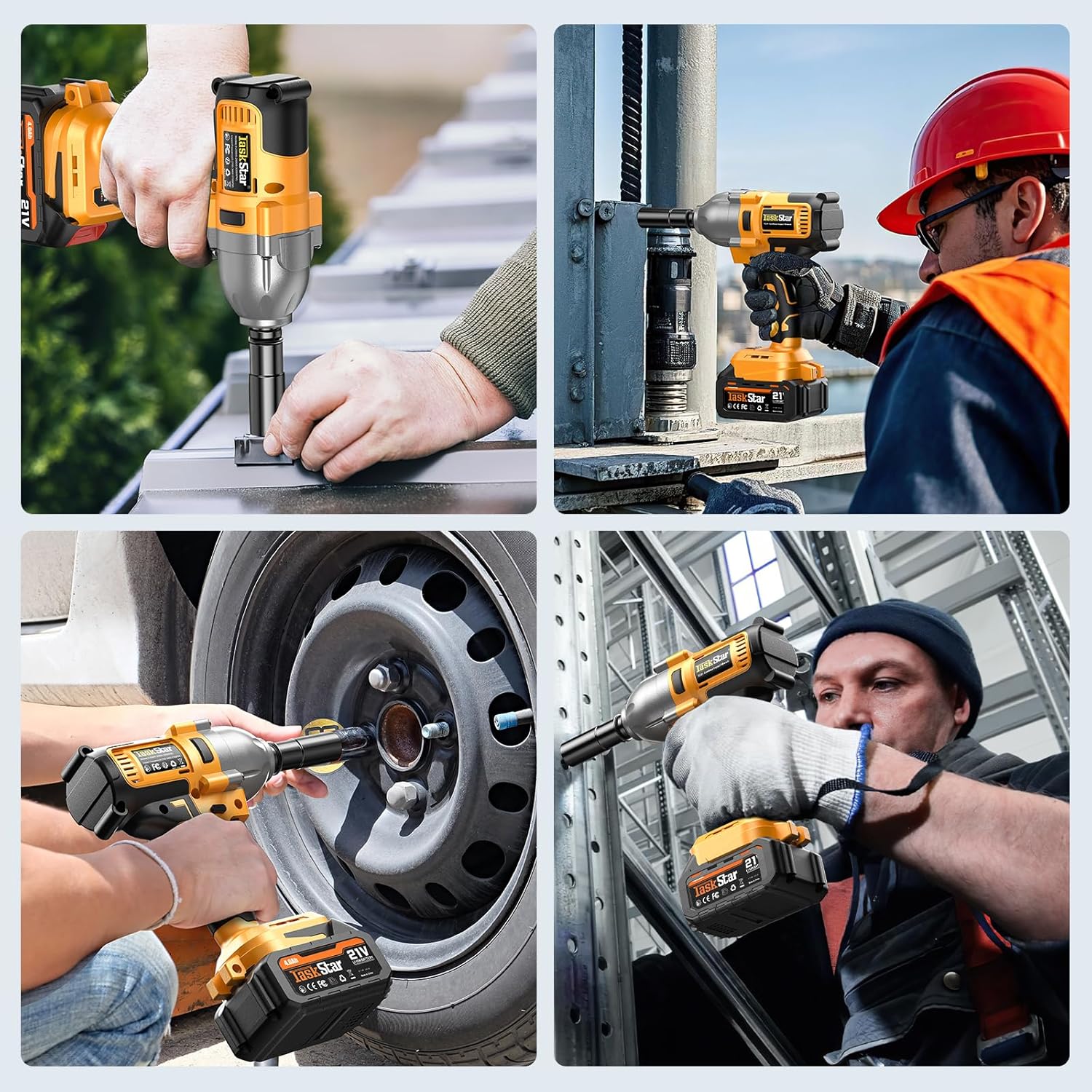 TaskStar Cordless Impact Wrench 740 Ft-lbs(1000N.m) 3300RPM High Torque 1/2 Inch Impact Gun, Electric Impact Driver, Brushless Motor, 2x4.0Ah Battery Fast Charger for Car Tires Truck Mower