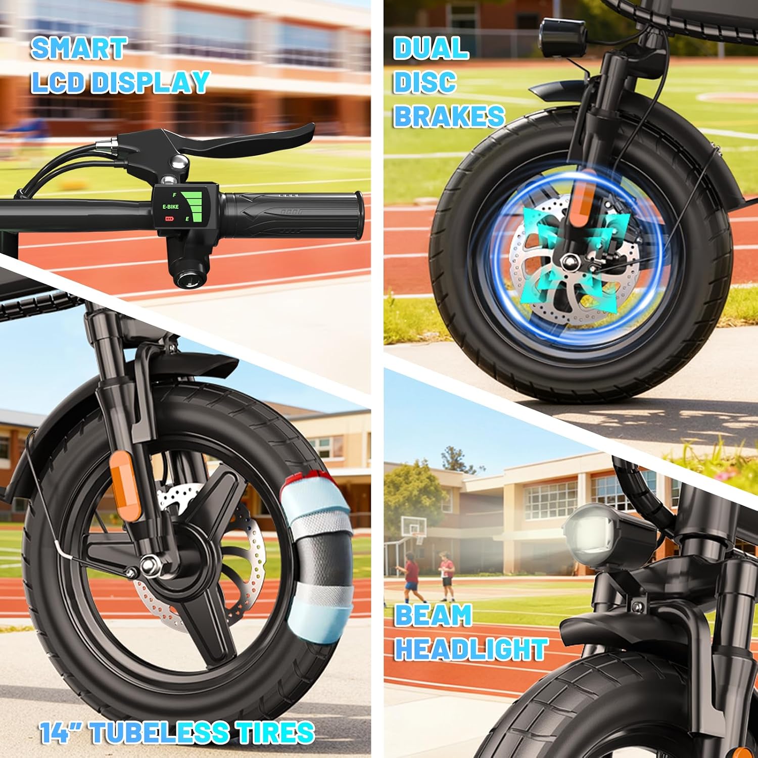 Foldable Electric Bike for Teens and Adults, 14 inch Mini E-Bike with 500W Peak Motor, 48V Removable Battery, Commute Electric Bicycle with 18MPH and 30-35 Miles PAS Range