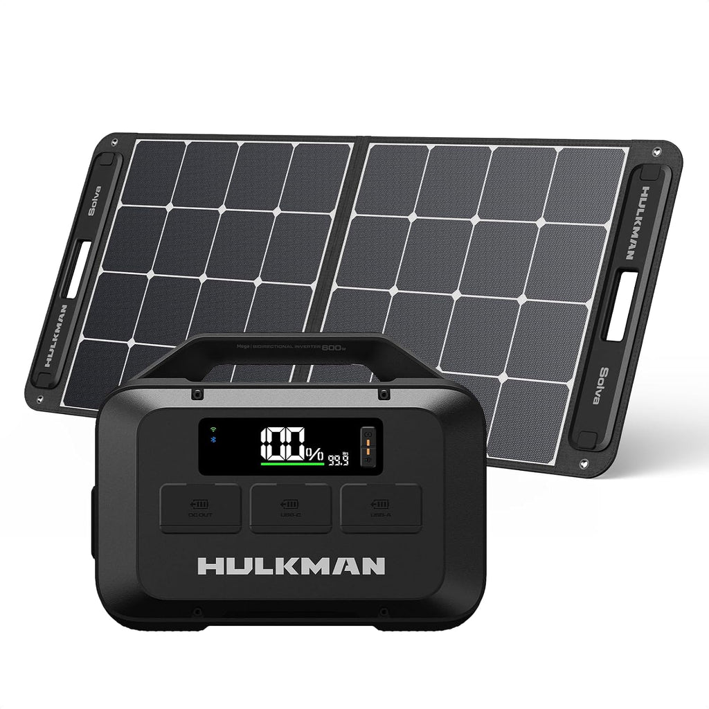 Hulkman Mega Solid Black,576Wh Power Station with 1XSolar Panel Solva 100W (ship separately), Performs at -4°F in the Wild, Ideal for Camping, Emergencies, Backup Power