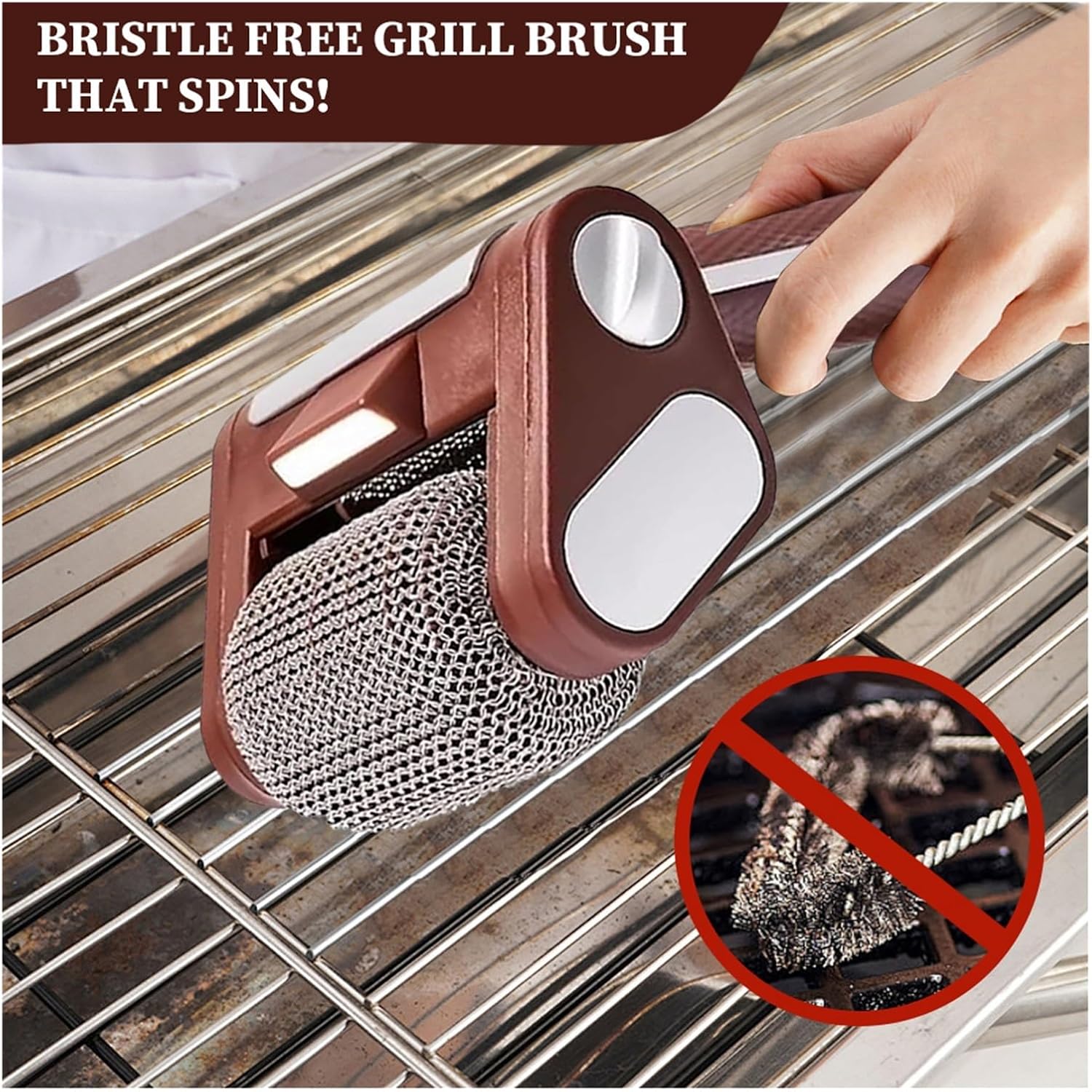 Fit for Cordless Electric Grill Cleaner with Lights - Bristle-Free BBQ Brush for Effortless Cleaning(Brush)
