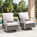 HUMMUH Patio Swivel Glider Outdoor Chair-All Weather Rattan Wicker Patio Swivel Rocking Chairs Porch Chair for Deck Porch Lawn Garden Backyard-Brown/Beige
