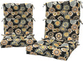 LVTXIII Outdoor Tufted High Back Cushions, 22' W x 20' D Fluffy Seat and Back Chair Cushion with Ties, Patio Replacement Rocking Chair Cushion for Outdoor Furniture Use, 2 Pack, Black Yellow Crosby