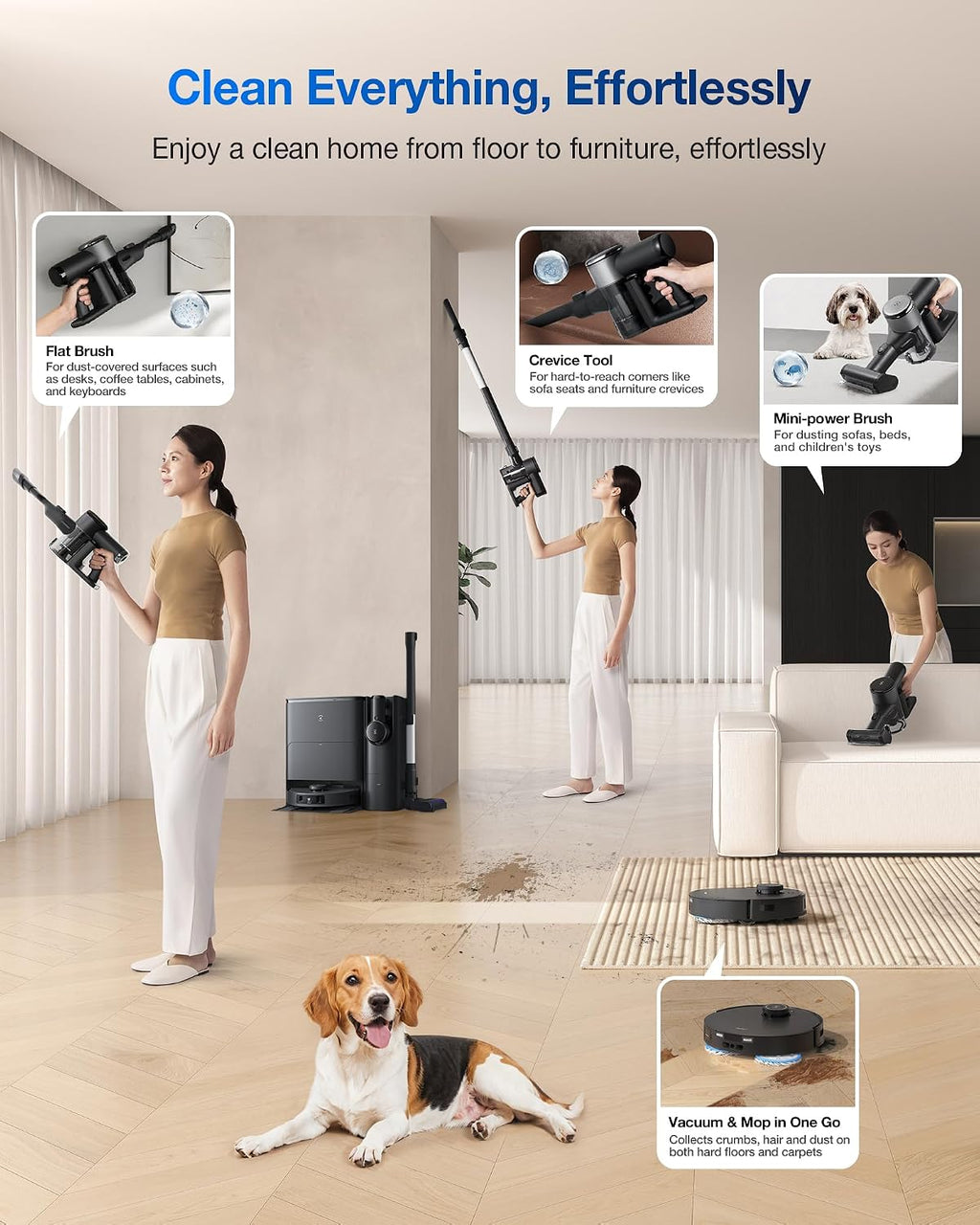 ECOVACS DEEBOT T30S Combo Complete Robot Vacuum and Mop, 11000Pa, ZeroTangle Technology, TruEdge Adaptive Edge Mopping, Hot Water Mop Washing, Self-Emptying, Self Refilling, Auto-Mop Lifting