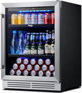 Yeego 24 Inch Beverage Refrigerator – 180 Can Built-In Under Counter Drink Fridge with Glass Door, 34–54°F Cooling for Beer, Soda & Wine (Right-Hinged)
