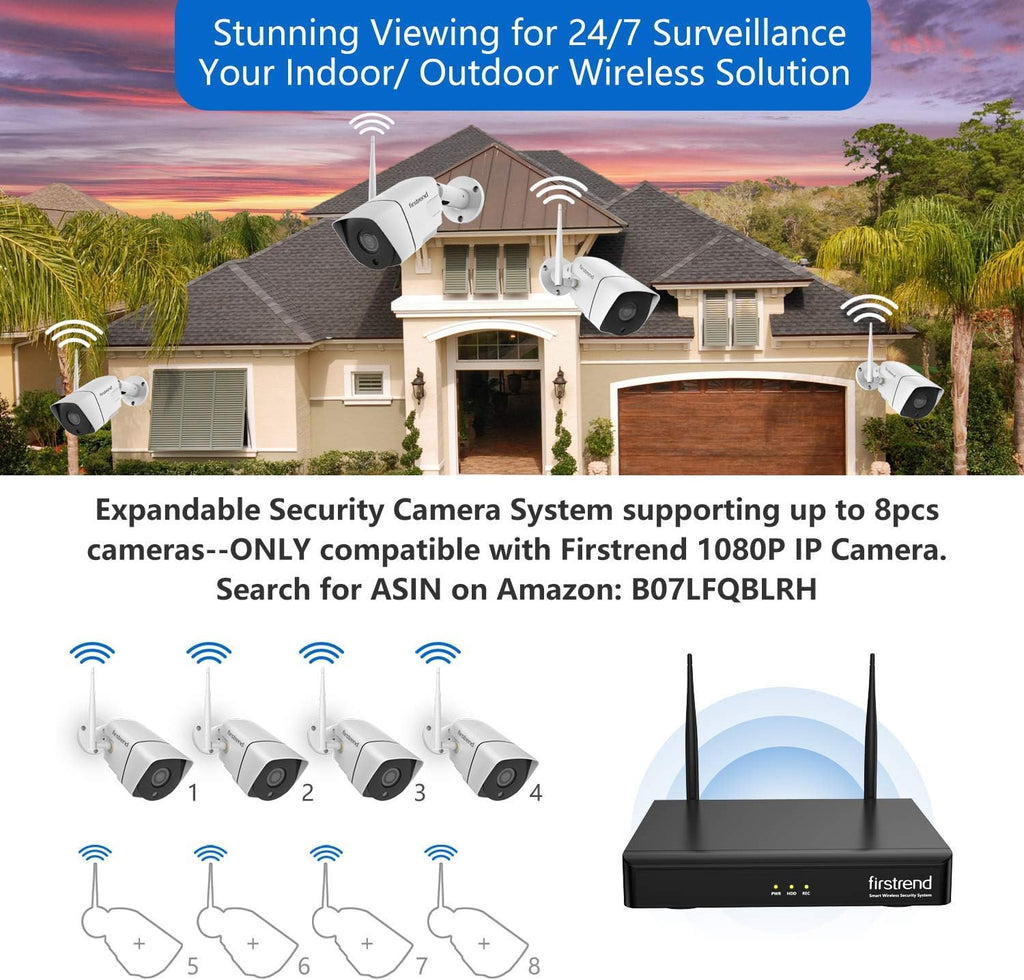 Firstrend Wireless Security Camera System with 3TB Local Storage, AI Human Detection, Two-Way Audio, 8CH NVR Kit, Outdoor Home Security Cameras, Motion Detection, Night Vision, No Monthly Fees