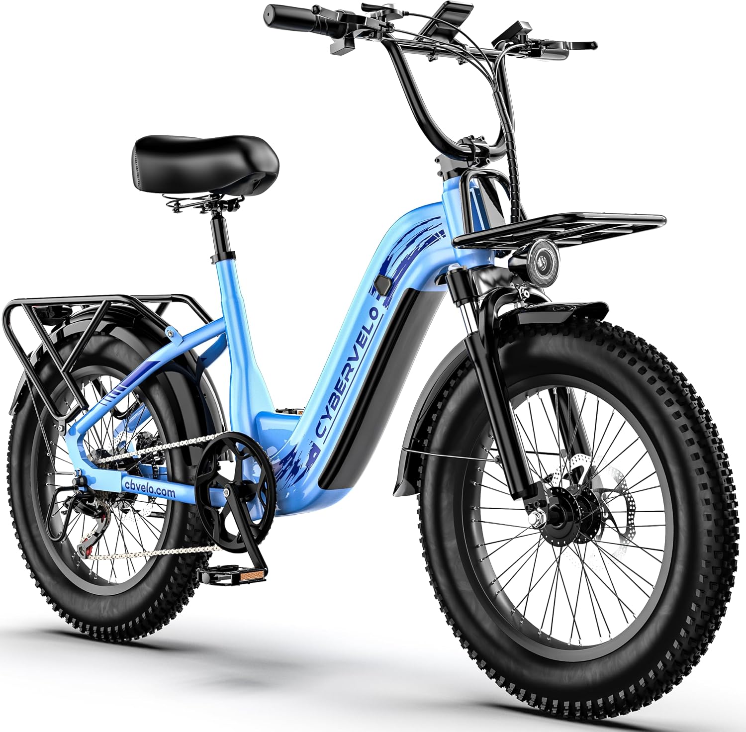 Cybervelo 1000W Folding Electric Bike,48V 20.8AH Removable Battery EBike,30+MPH,80 Miles Max Range Electric Bike for Adults, 20' Fat Tire Foldable ebike, Adult Electric Bikes for Commute All Terrain