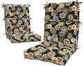 LVTXIII Outdoor High Back Chair Cushions 2 Pack, 44'x20'x4' Outdoor Patio Cushion Set with Ties, All Weather Thick Tufted Seat Cushions for Deep Seat & Rocking Chairs, Black Yellow Crosby