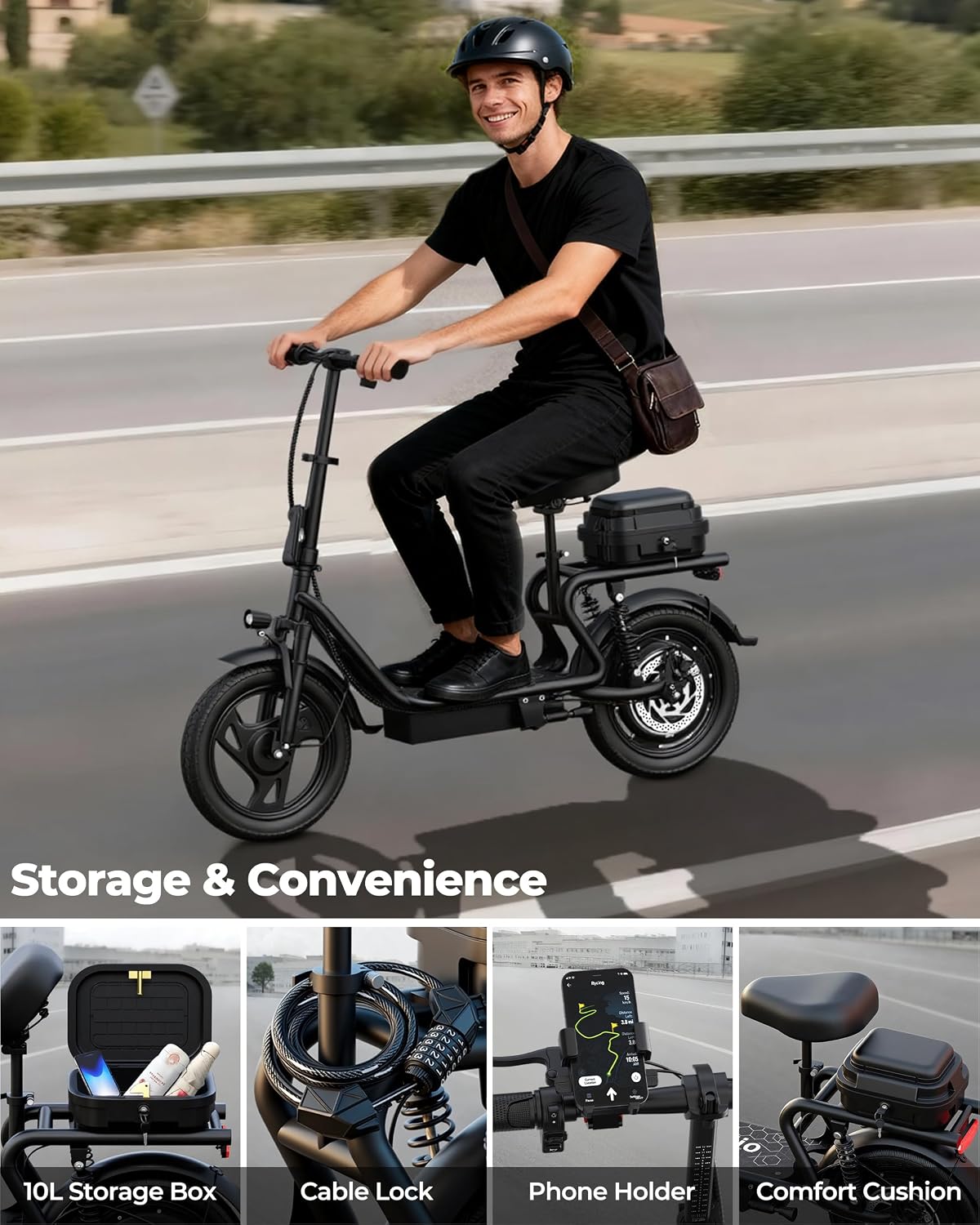 Electric Scooter, 350W/ 500W Motor, 19 MPH to 22MPH, 21 to 40 Miles Range, Dual Suspension, Dual Braking, App Control, Foldable Commuter E Scooter for Adults and Teens
