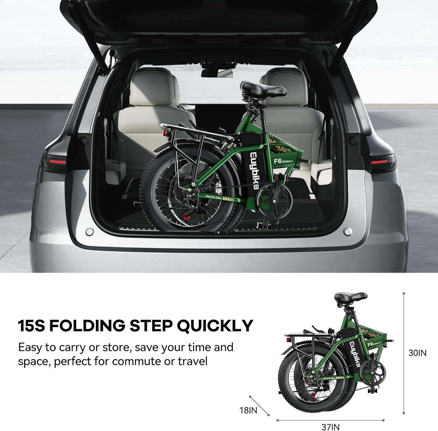 Foldable Electric Bike for Adults, 48V 20Ah Removable Lithium Battery up to 80Miles, 20' Fat Tire 1000W Peak Motor Dirt Ebike Adult Electric Bicycle for Commute Beach Mountain E Bike