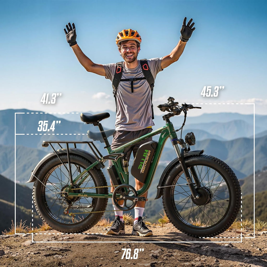 6000W Max 50 MPH up to100 Mile Dual Motor E-Bike for Adults, 60V 1200Wh Long-Lasting Battery with 26' Fat Tire All Terrain Adults with Adventure and Commuting Electric Bike