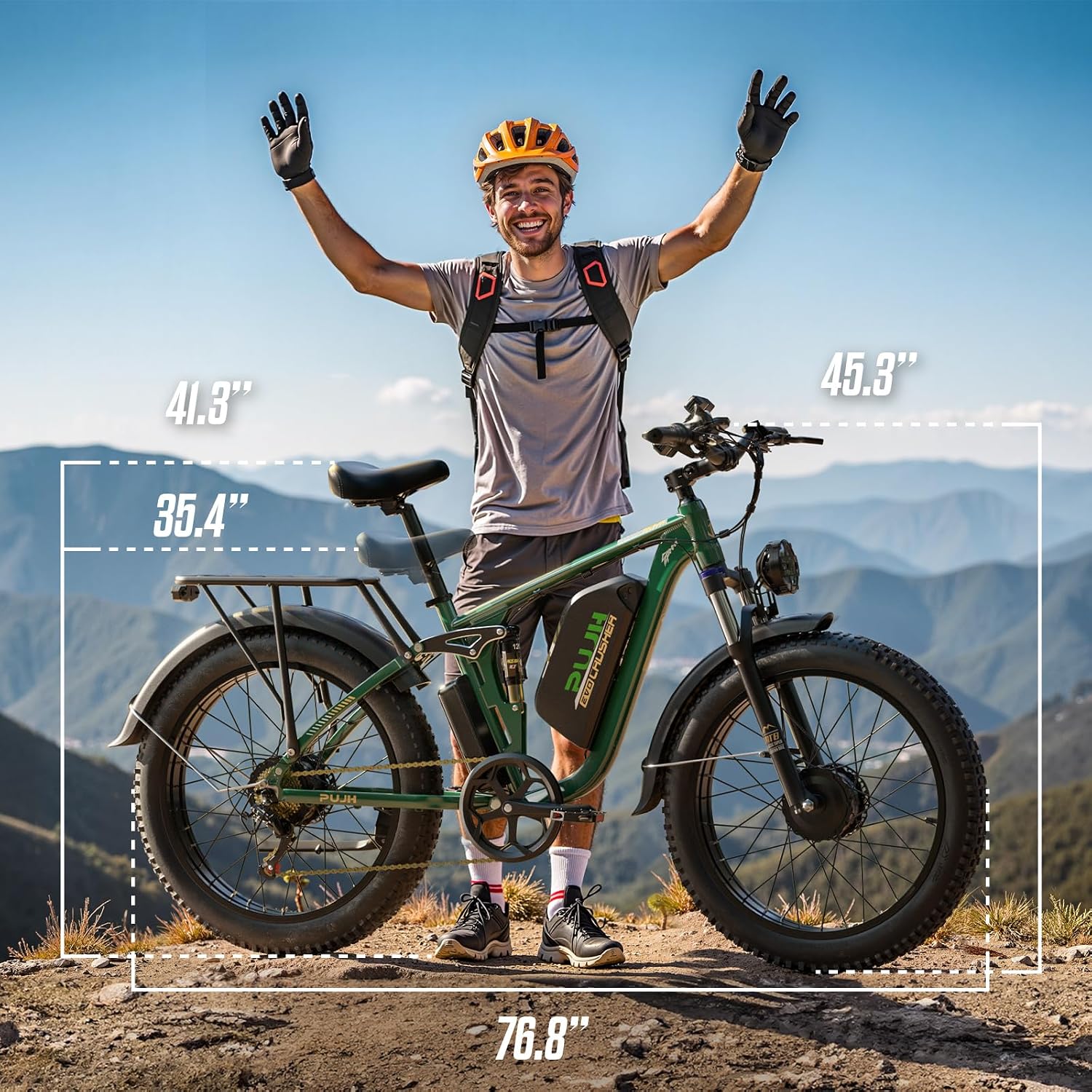 Electric Bike, 60V 20Ah 6000W Dual Motors, 26' Fat Tires Fast Ebike, Max 50mph 35-100 Mile Range, Full Suspension Hydraulic Brakes, for Off-Road Mountain Riding Adventures