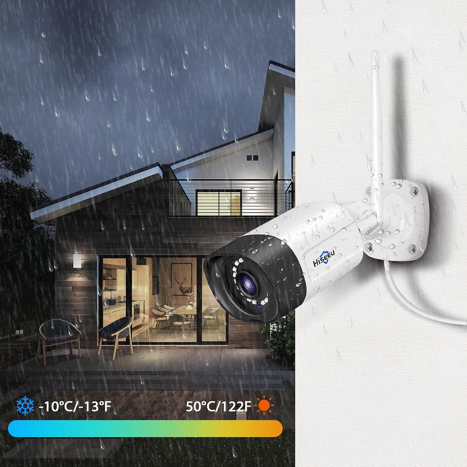 Hiseeu 5MP Wireless Security Camera System with 12' LCD Monitor, 3TB HDD, 10CH 8MP NVR, 2-Way Audio, Color Night Vision, Motion Detection, 24/7 Recording, Expandable Home CCTV Kit, Plug & Play