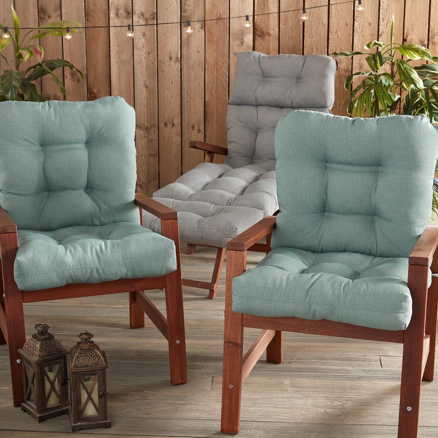 Greendale Home Fashions Outdoor 42x21-inch Seat/Back Chair Cushion (Set of 2), Seafoam