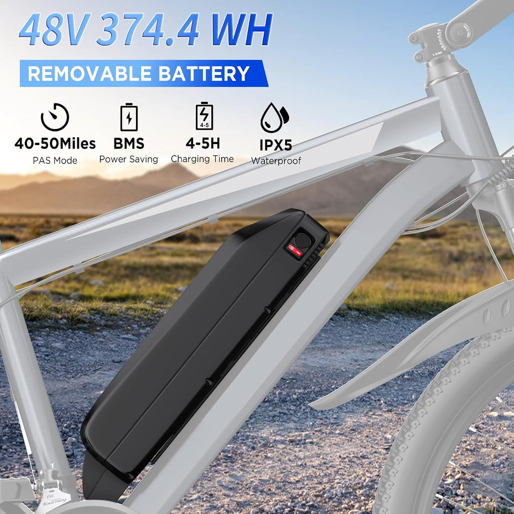 Electric Bike for Adults, 26' Ebike with 1000W Peak Motor, 20MPH 50Miles Electric Mountain Bike with 48V Removable Battery, 7-Speed, Front Suspension, LCD Display, UL 2849 Certified