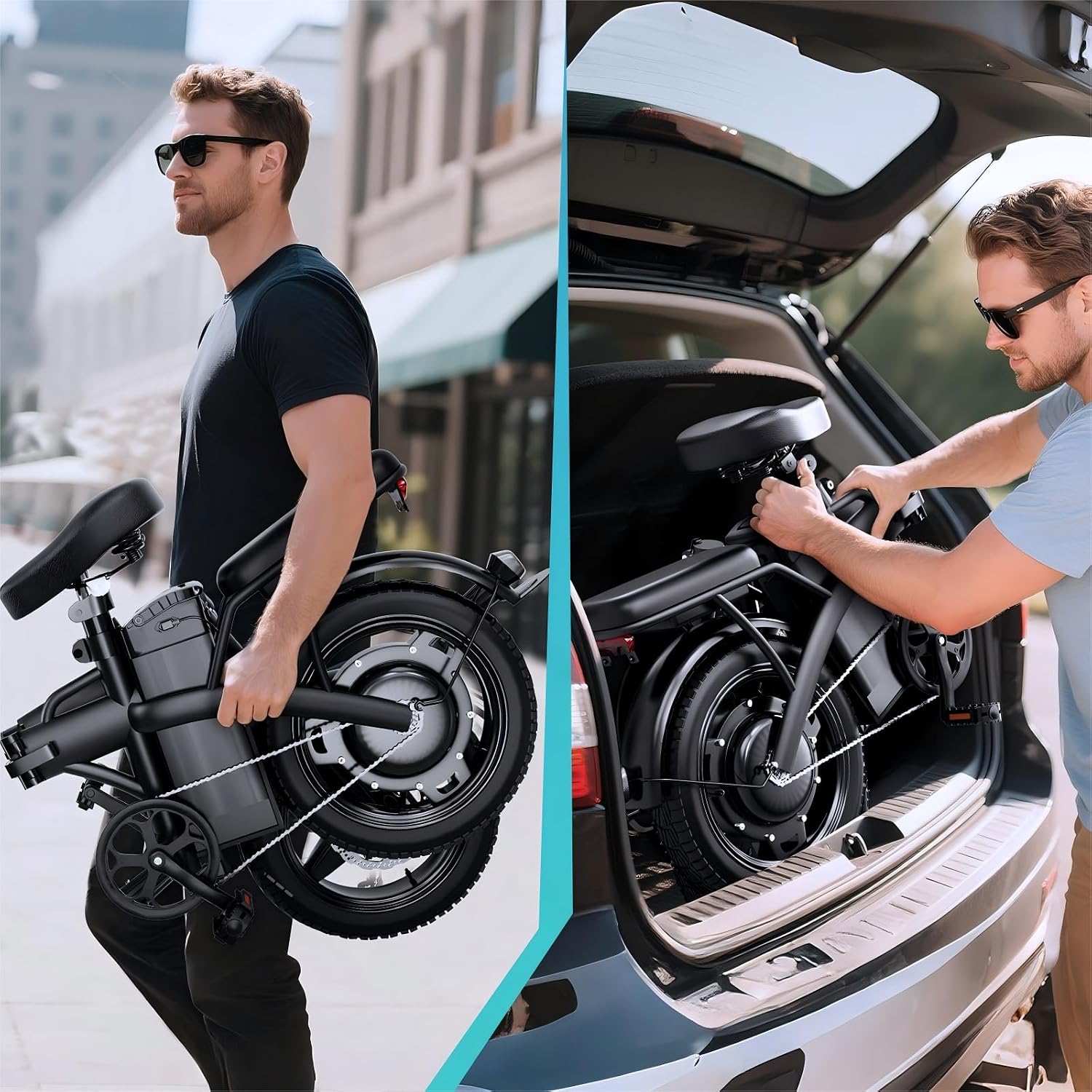 Folding Electric Bike for Adults, 500W Motor, 23MPH Max Speed 14' Ebike, 48V 12AH Removable Battery, 35 Miles PAS Range, Mini E Bikes UL2849 Certified, Commuting Electric Bicycle for Adults & Teens