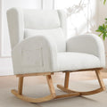 HCHAIRH Nursery Rocking Chair,Wingback Nursery Rocking Chairs,Nursing Glider Rocker Chair with High Back for Living Room Bedroom(Teddy White)