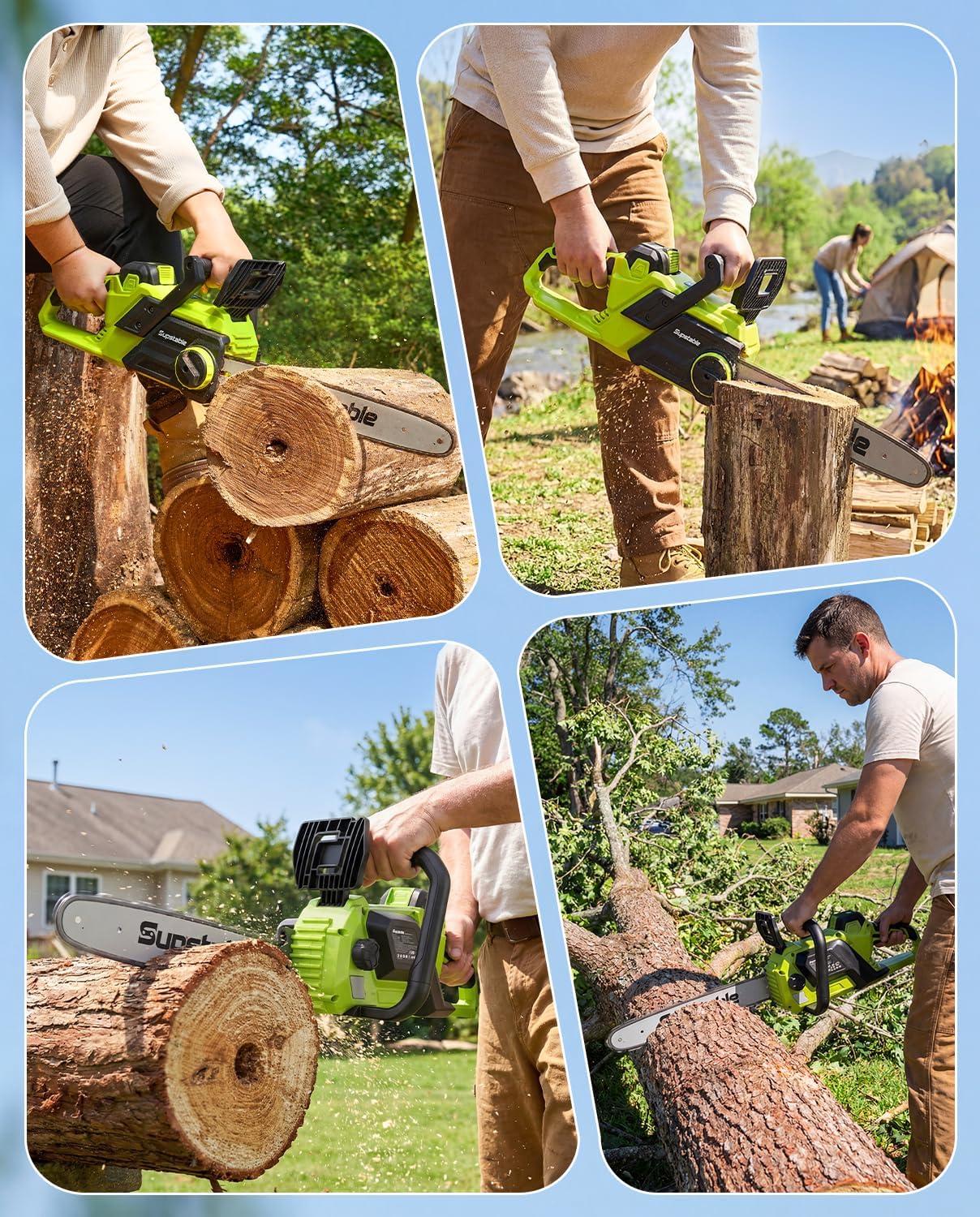16 Inch Electric Chainsaw Cordless, 2000W Brushless Chainsaw, 4.0Ah Battery & Fast Charger, 40V Electric Chain Saws, Instant Brake, Tool-Free Chain Tension, Auto Oiling for Tree Trimming, Wood Cutting