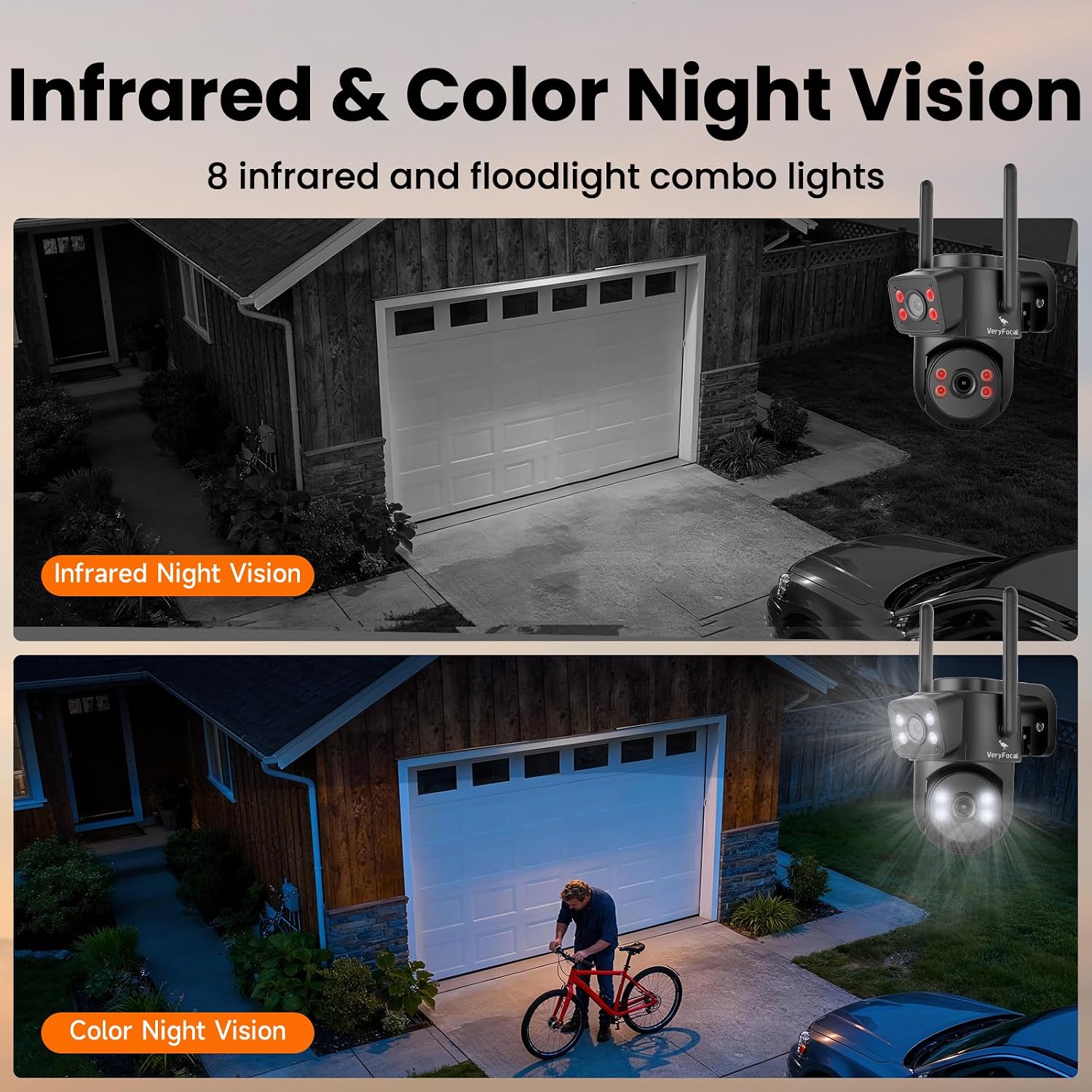 Dual Lens Wireless Security System, 4PCS 2-in-1 Cameras, 4K 10CH NVR, 500GB HDD, 24/7 Recording, WiFi 6 Mesh Long Range, No Subscription, AI Tracking, IP66 Waterproof for Home Office Outdoor