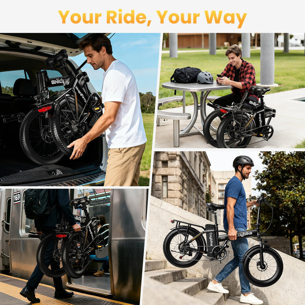 Auloor Folding Electric Bike for Adults,1000W Motor(1000W Peak),30MPH, 80Mile,48V 20AH Battery,20' Fat Tire Foldable Electric Bicycle,Commuter Beach Snow E-Bikes,7-Speed