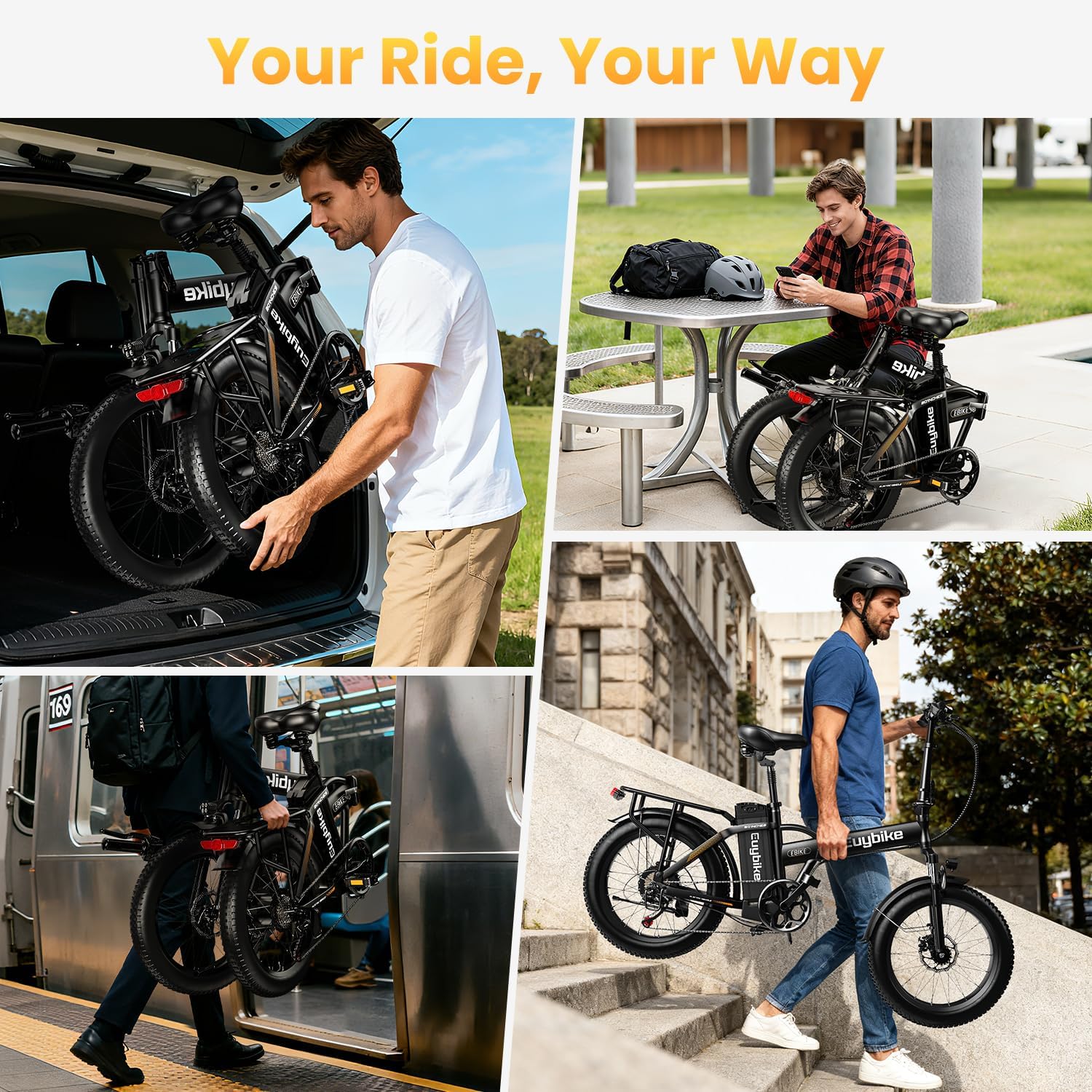 Auloor Folding Electric Bike for Adults,1000W Motor(1000W Peak),30MPH, 80Mile,48V 20AH Battery,20' Fat Tire Foldable Electric Bicycle,Commuter Beach Snow E-Bikes,7-Speed