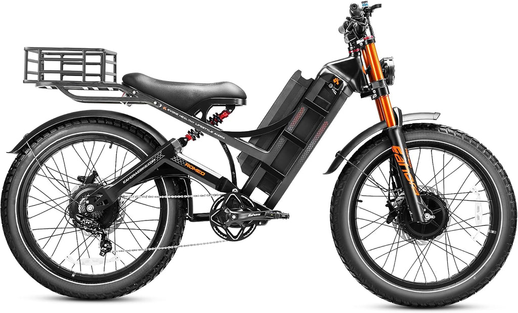 eAhora Romeo Pro 3 [2026] Peak 5600W Electric Bike for Adults 50Mph, 60V 80Ah Battery 250 Miles,Long Range Dual Motors Ebike,26'*4.0 Fat Tire Full Suspension