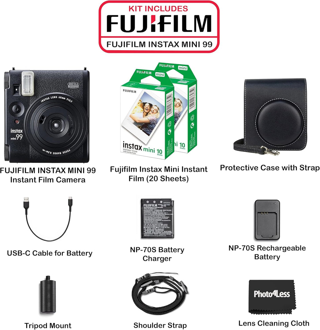 Fujifilm Instax Mini 99 Instant Film Camera Bundle with Fujifilm Instax Mini Instant Film (20 Sheets) with Accessories Including Protective Carrying Case Value Bundle