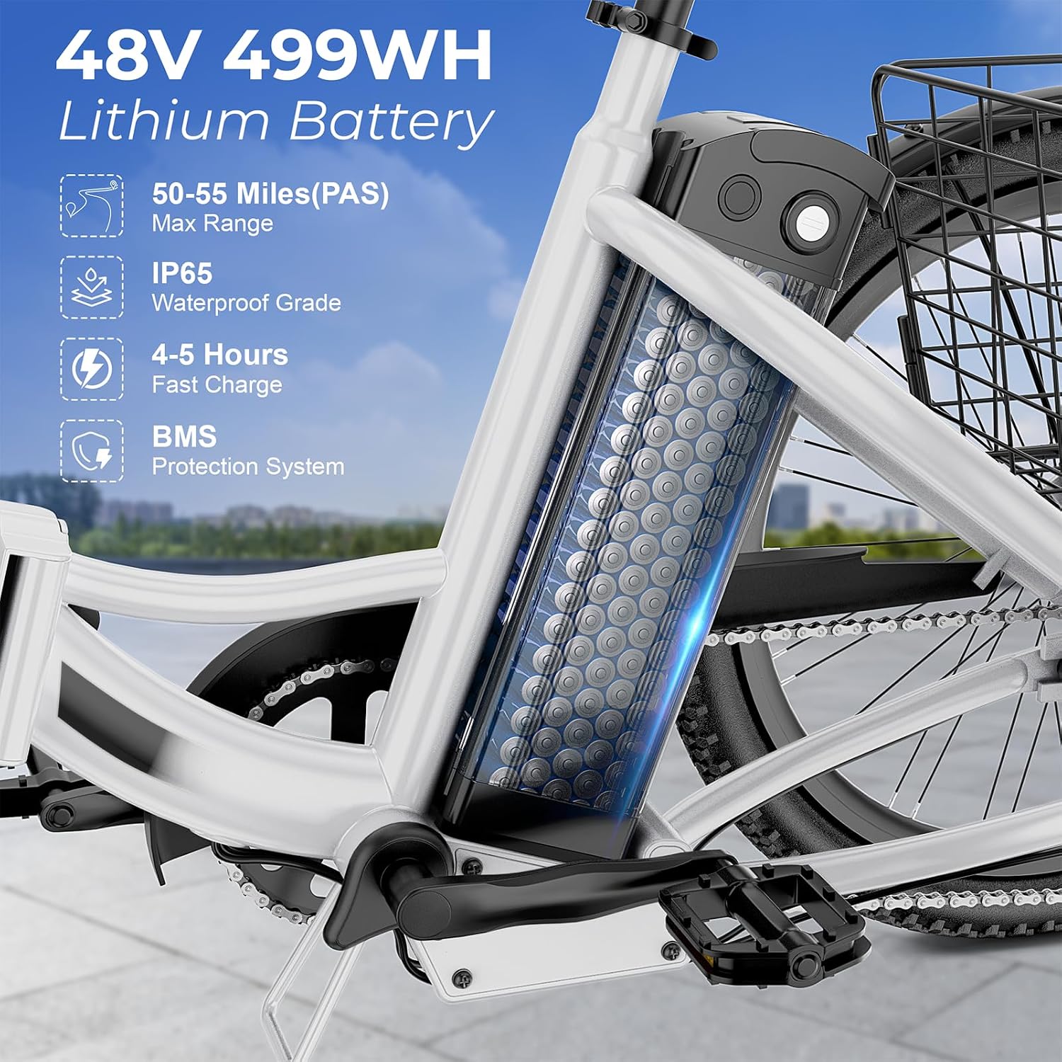 ANCHEER Electric Tricycle for Adults, Peak 600W Folding Electric Trike, 24' 499Wh Ebike for Seniors, 15.5MPH Electric Bike, Removable Battery, 3 Wheel, LCD, Rear Differential, Basket