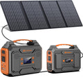 Portable Solar Generator with Panel, 300W Power Station with Foldable Solar Panel 40W, 110V AC Outlet 100W Camping Portable Solar Power Bank Battery Pack for Home Use RV Outdoor Laptop Power Outage