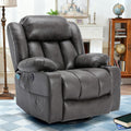 360° Swivel Rocker Recliner Chair with Heat and Massage, Manual Glider Rocking Reclining Chair, Swivel Overstuffed Lounge Reclining Chair with 2 Cup Holders, Side Pockets & USB Ports, Grey