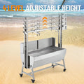 Rotisserie Grill With Windscreen Electric BBQ Whole Pig Lamb Spit Grill Stainless Steel Rotisserie Roaster w/ 50W 132 Lbs Capacity Electric Motor Roaster With Lockable Wheels 44.17x17.32x40.17 Inch