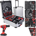 346Pcs Tool Sets, 18V Electric Power Drill Set for Men, Household Home DIY Hand Tool Kits,18+1 Clutch Cordless Power Drill Set for Thanksgiving, Christmas,Father's Day (Silver)