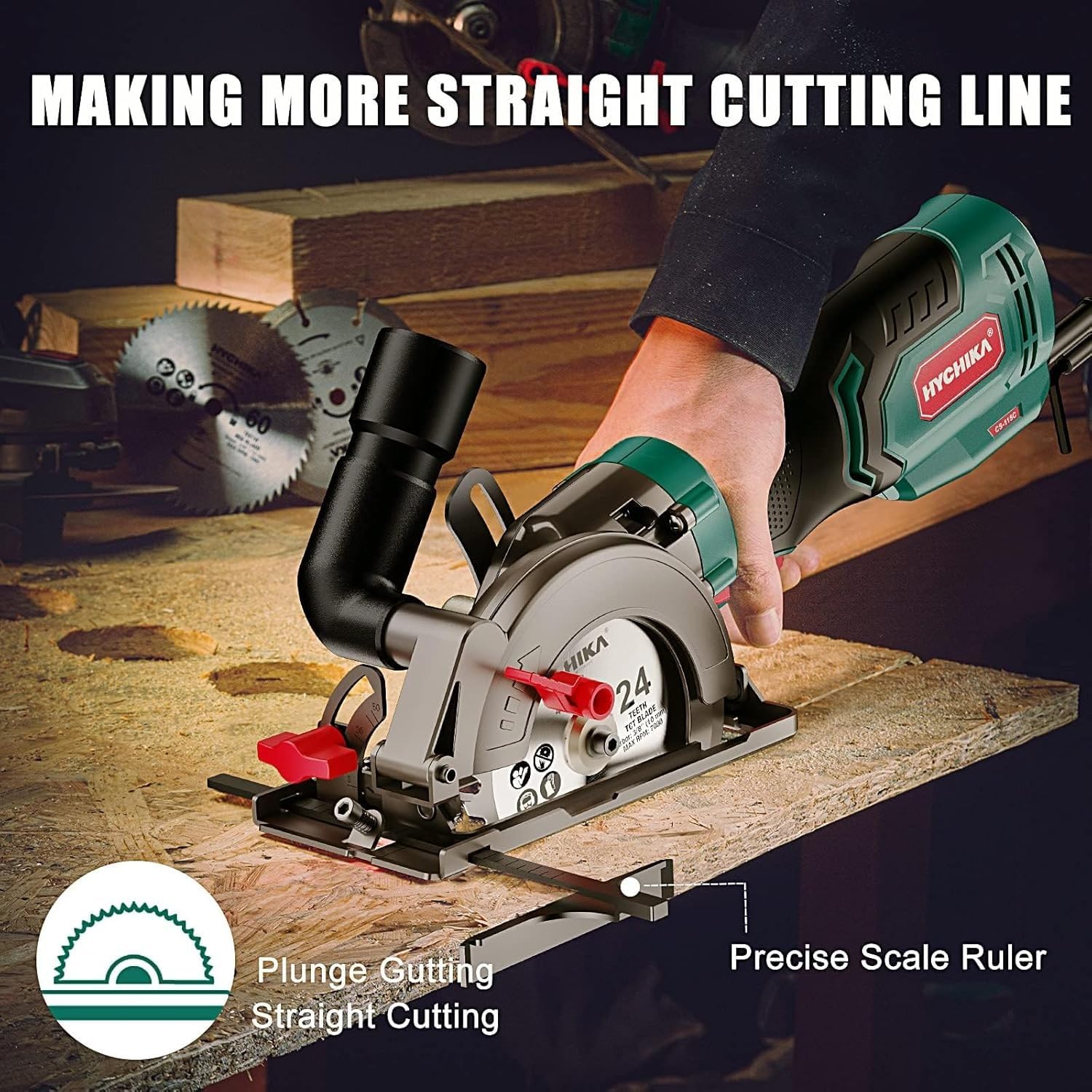 HYCHIKA Power Tool Combo Kit, Orbital Sander 3.8Amp 450W,6.2A Mini Circular Saw, 2-Tool Power Tool Set Combo Kit