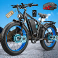 9000W Peak Dual Motor Ebike for Adults 47 MPH Fast Electric Bike, 58V Max 1972 Wh Up to 105 Miles Ebikes,24' Fat Tire E-Bike,Full Suspension Electric Bicycle for Mountain Commuter Snow