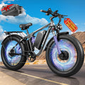 9000W Peak Dual Motor Electric Bike for Adults, 46MPH 100 Miles Long Range Ebike, 52V 34Ah Removable Battery, 7 Speed, Full Suspension 24' Fat Tire E-Bike for Mountain Off-Road Commuter Snow