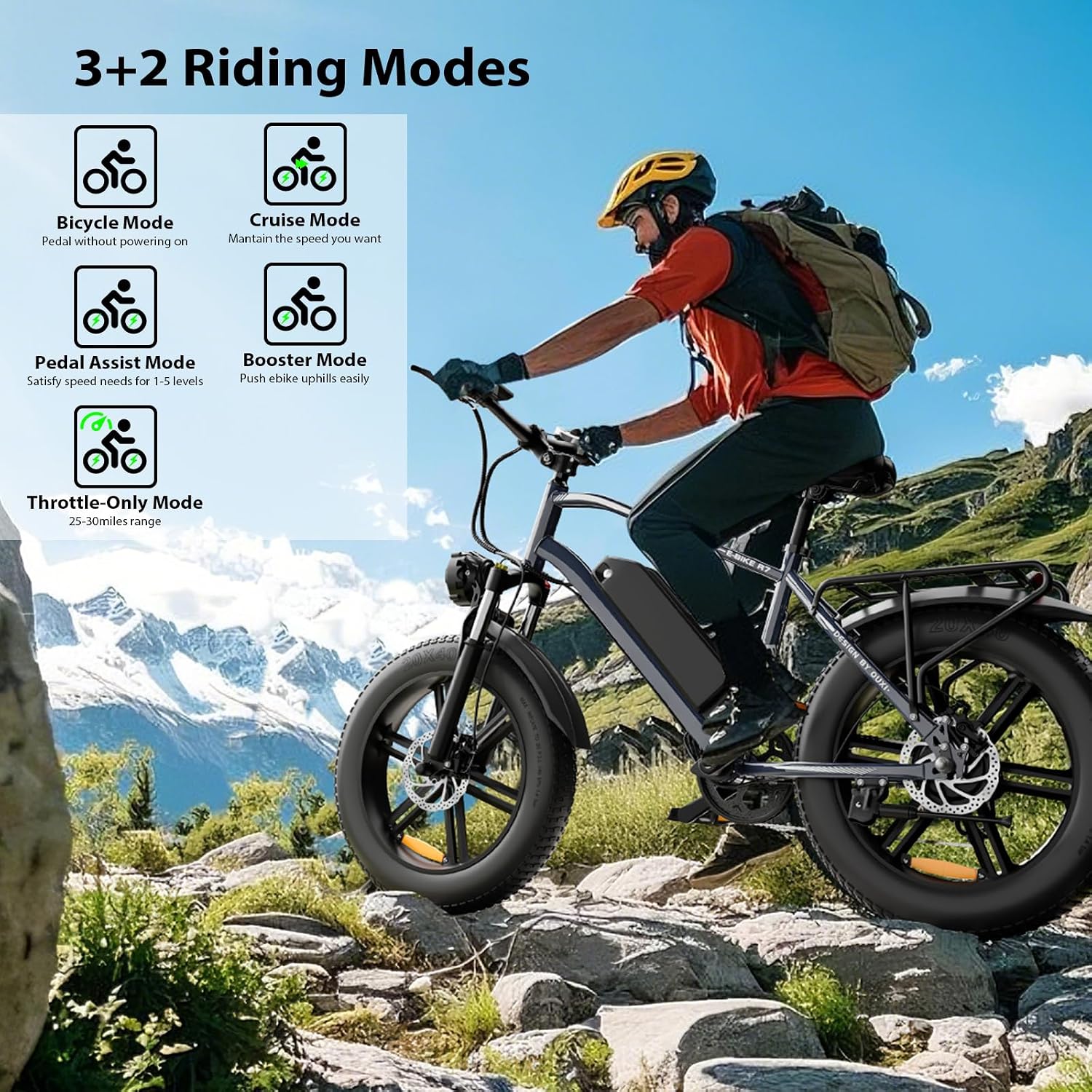 Hipatoo Electric Bike for Adults, 48V-13AH Removable Battery, 38 Miles Range Electric Bicycle with 20 Inch Fat Tire E-Bike for Commuting Ebike