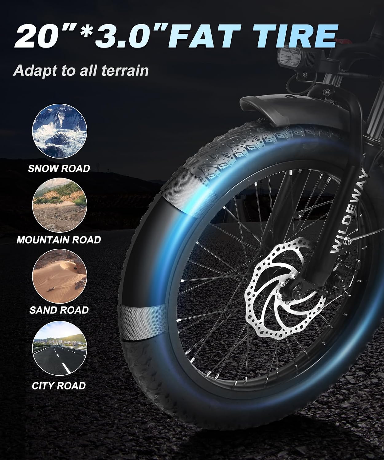 Wildeway Folding Electric Bike for Adults with 32Ah Battery Long Range 750W Motor 28MPH, 20'x 3.0'Fat Tire Foldable EBike, Urban City Commuter Men Women Bicycle 7 Speed Gear