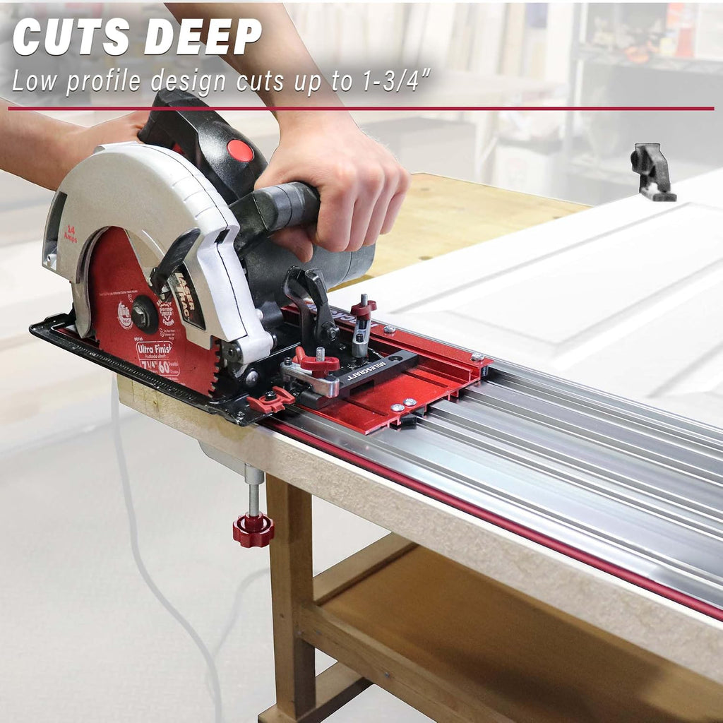 Milescraft 1409 Track Saw Guide - Universal for 7-1/4' Circular Saws, 50' Cutting Range, 2' Depth, Aluminum