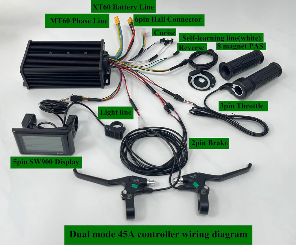 Programmable!color Display , Fat Electric Bike Kit 60V/72V 2000W Electric Fat tire Snow Bike Rear Wheel Hub Motor Kit with Sabvoton 45A sine wave controller , TFT UCK1 Color Display ,7-speed flywheel and torque arm