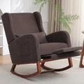 HCHAIRH Rocking Chair Nursery with Foot Rest, Wingback Nursery Rocking Chairs, Nursing Glider Rocker Chair with Pillow and High Back for Nursery, Living Room, Bedroom, Coffee