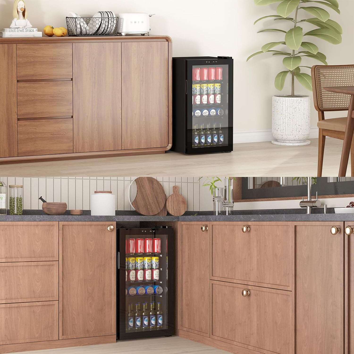 Beverage Refrigerator, 120 Can/3.2 Cu.Ft Mini Fridge with Glass Door and Electronic Temperature Control for Beer, Wine, Soda, Compact Drink Fridge for Home, Office, Bar