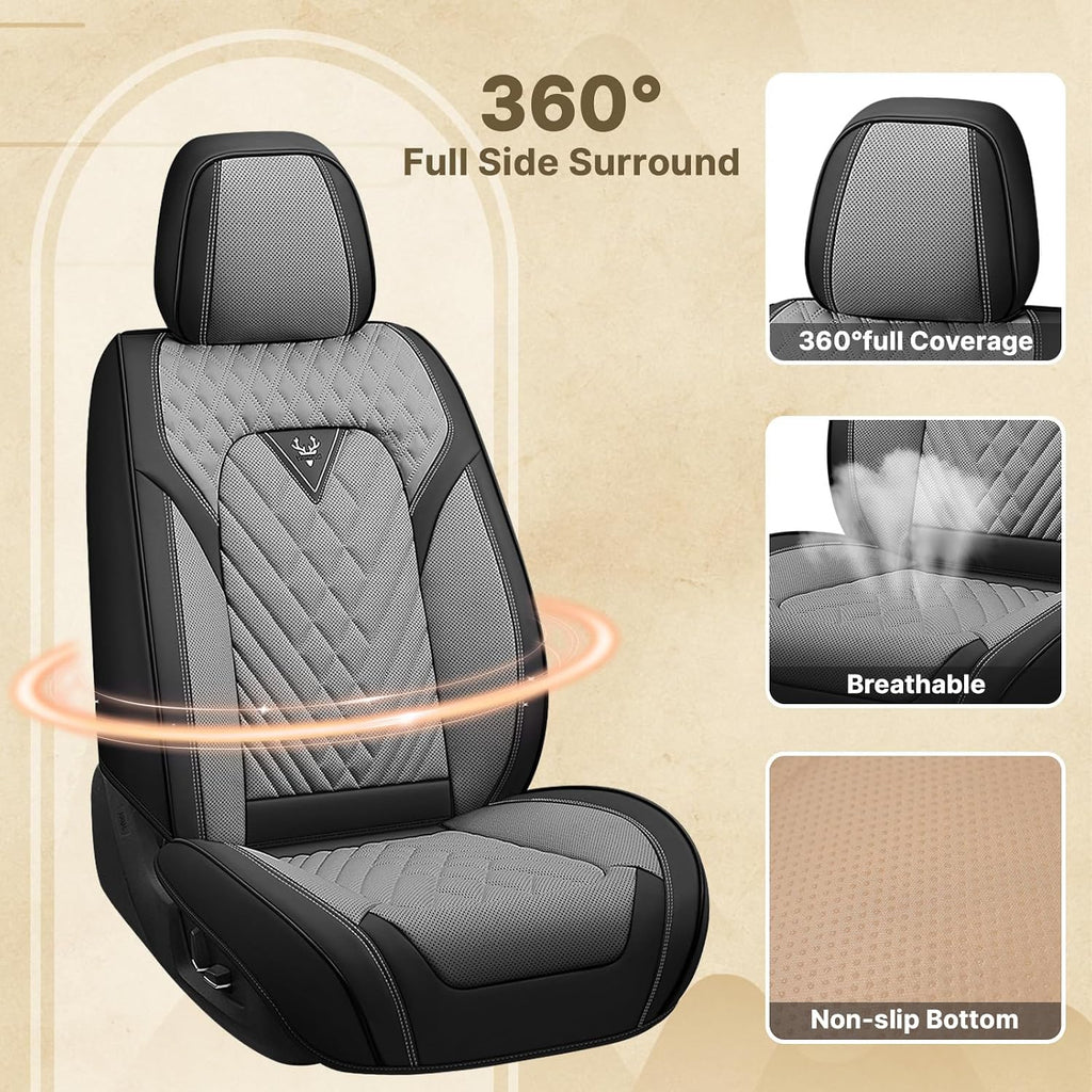 Fit for Ford Explorer 2000-2026 Seat Covers, Fashion Sport Seat Cover with Waterproof Leather, Airbag Safe Design Seat Protector (5 Full Seat Standard, Black Gray)