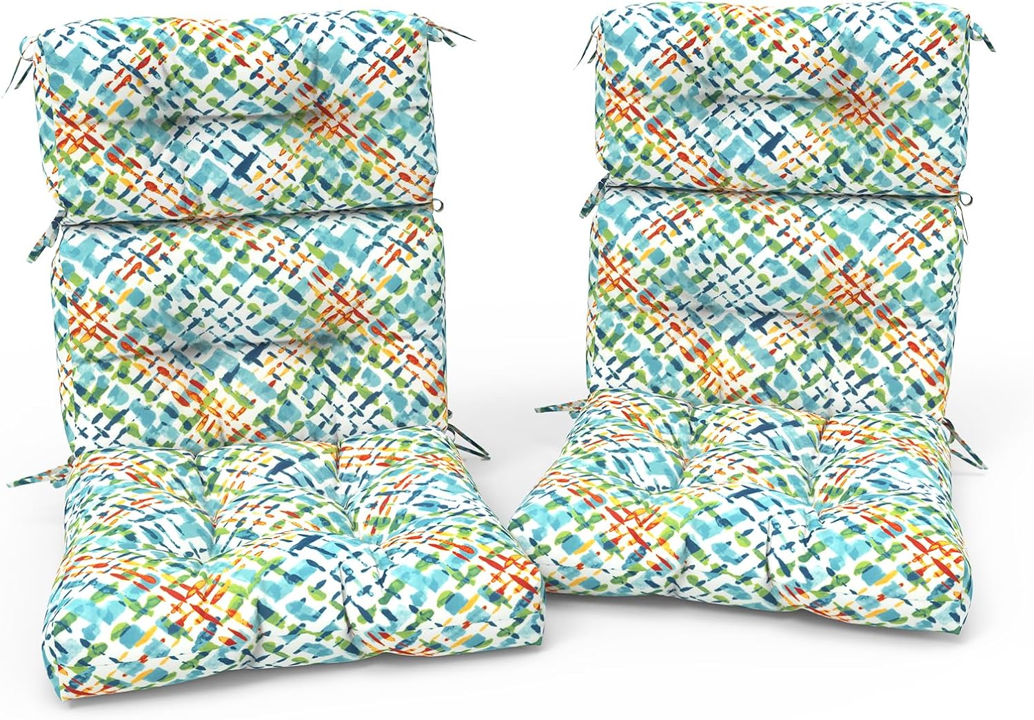 Outdoor High Back Patio Chair Cushions, Tufted Rocking Chair Cushions, Adirondack Cushions for Garden Porch Home Office Chairs Use, 44' x 22' x 4', 2 Pack,Acapa Opal Geometric