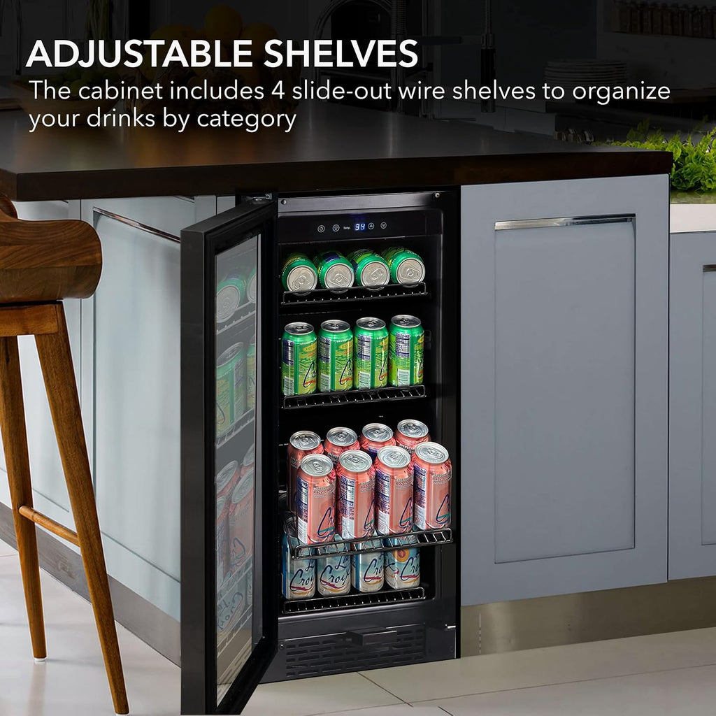 Whynter BBR-801BG Built Beverage Refrigerator and Cooler Mini Fridge with Glass Door with Lock, 3.0 Cubic Feet, Black, 100