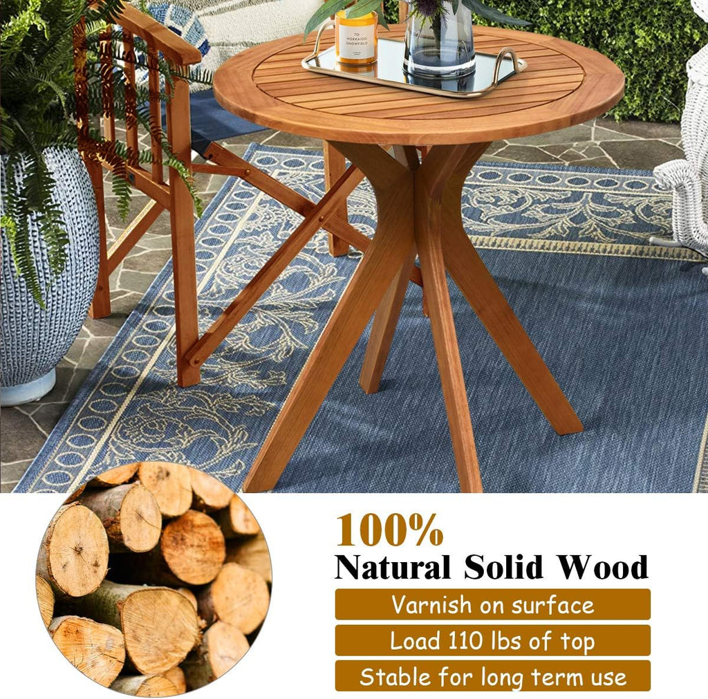 Tangkula 2 PCS Patio Bistro Set, Outdoor Acacia Wood Rocking Chair with Round Table, Thick Cushion of Detachable Cover, Rocking Chair Set for Outdoor Indoor Patio Backyard, Teak
