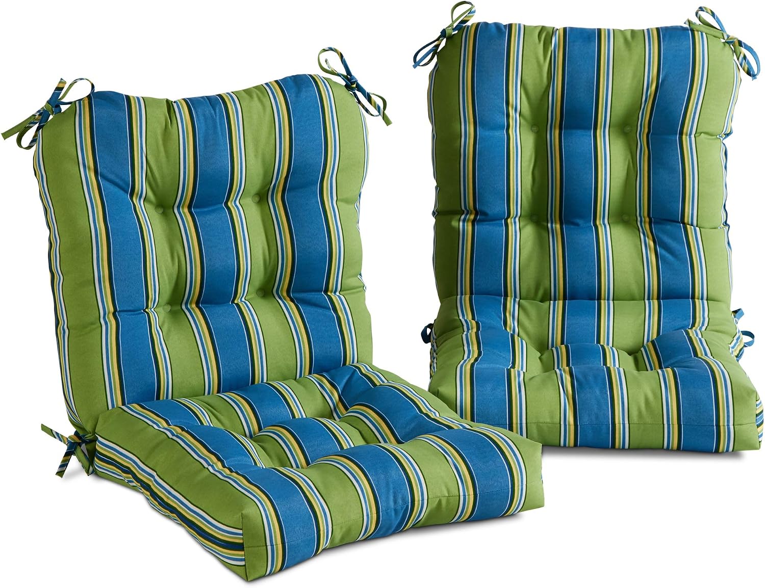 Greendale Home Fashions Outdoor 42x21-inch Seat/Back Chair Cushion (Set of 2), Belize Stripe