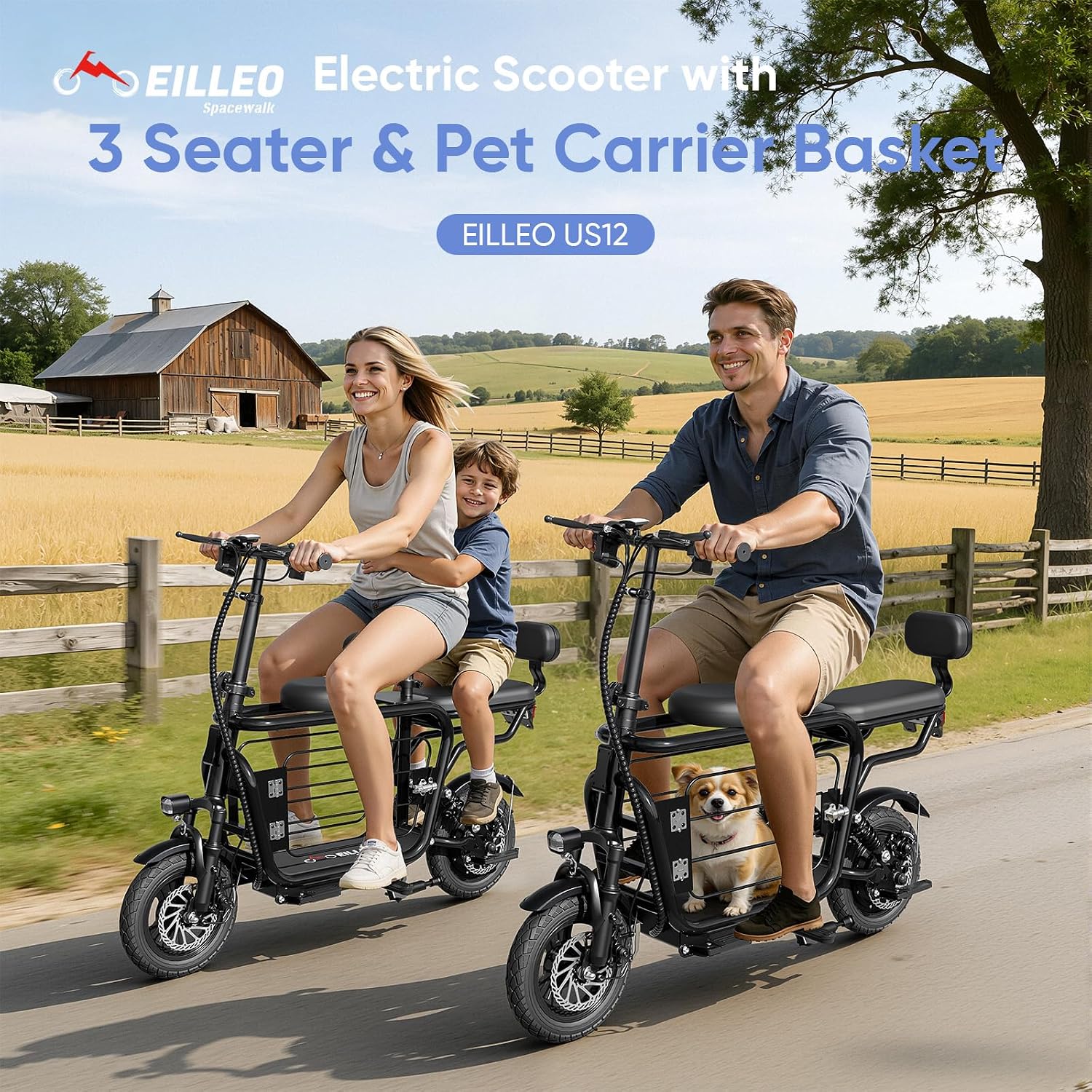 EILLEO Electric Scooter with Seat for Adult, 36V/48V Electric Scooter for Adults 500W/750W Motor, 20 Mile Range, 17.4/18.75mph, Dual Brakes, 14'/12' Tires, e Scooters with Seat